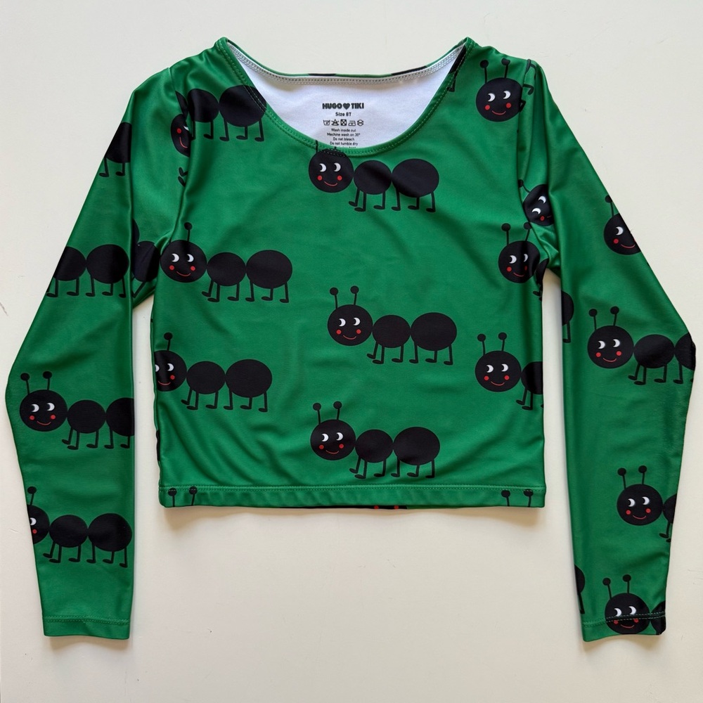 Hugo Loves Tiki Girls Ants Crop Rash Guard - Green - Size 8T